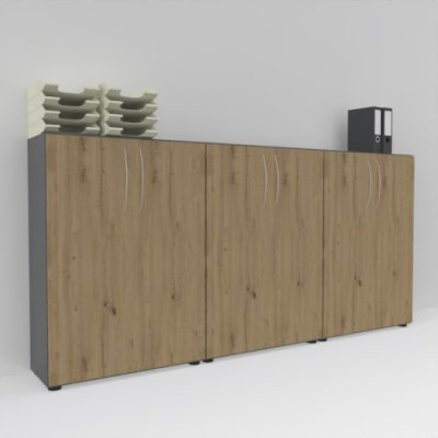 Büro Schrankwand Basis K5 Grafit-Asteiche