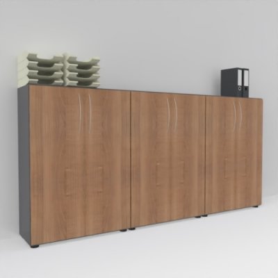 Büro Schrankwand Basis K5 Grafit-Nussbaum
