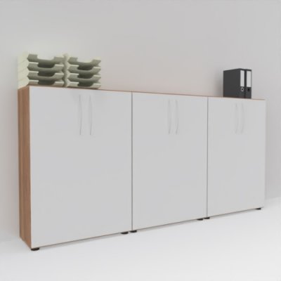 Büro Schrankwand Basis K5 Nussbaum-Weiss