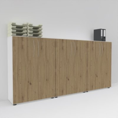 Büro Schrankwand Basis K5 Weiss-Asteiche