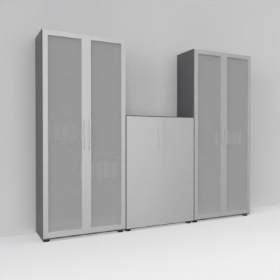 Büroschrankwand Basis K6 Grafit-Silber