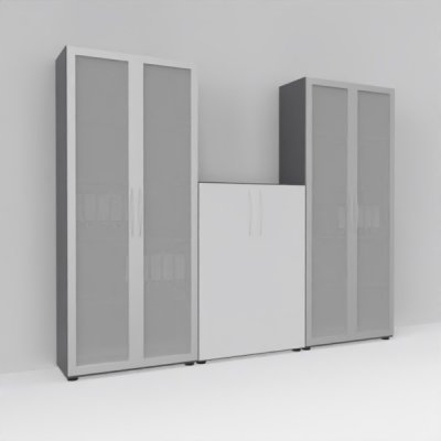 Büroschrankwand Basis K6 Grafit-Weiss