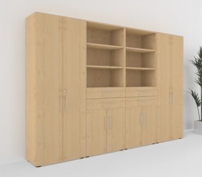 Büroschrankwand VH92 320 cm breit Ahorn