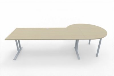 Schreibtisch 200 cm mit Beratertisch rechts Ahorn