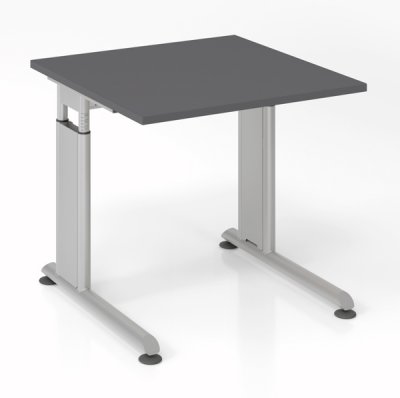 Schreibtisch Zell 80x80 cm Gestell silber mit Seitenblenden