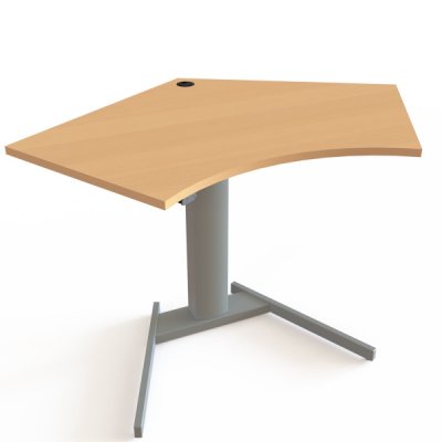 Schreibtisch CST Trapezform elektrisch höhenverstellbar Tischplatte Buche