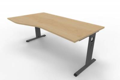 Schreibtisch Offenbach Freiform 180 cm Gestell Grafit Tischplatte Ahorn