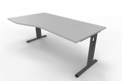 Schreibtisch Offenbach Freiform 180 cm Gestell Grafit Tischplatte Lichtgrau