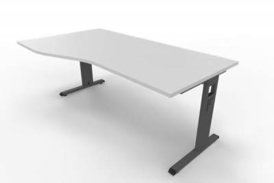 Schreibtisch Offenbach Freiform 180 cm Gestell Grafit Tischplatte Weiss