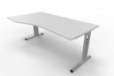 Schreibtisch Offenbach Freiform 180 cm Gestell Silber Tischplatte