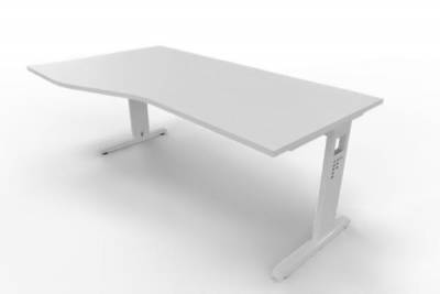 Schreibtisch Offenbach Freiform 180 cm Gestell Weiß Tischplatte Weiß