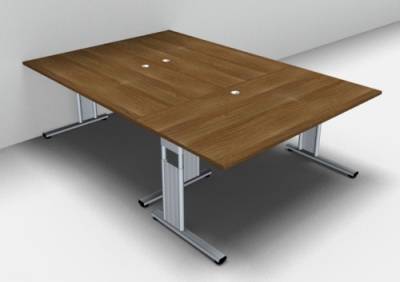 Schreibtisch-Arbeitsplatz G1S für 3 Personen Nussbaum