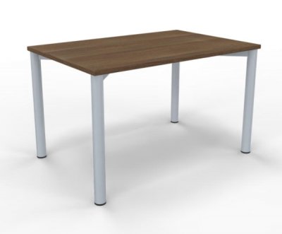 Schreibtisch 120 cm Gestell silber Nussbaum