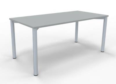 Schreibtisch 160 cm Gestell silber Lichtgrau