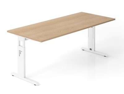 Schreibtisch Offenbach 180 cm Weiss Eiche