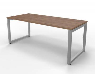 Schreibtisch Riesa 180x80 cm Gestell Silber Nussbaum