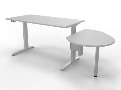 Schreibtisch XBM11 mit Beraterplatz 243x102 cm Lichtgrau Gestell Silber