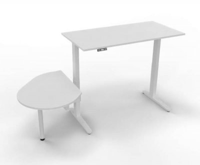 Schreibtisch elektrisch höhenverstellbar XBM11 mit Beraterplatz 243x102 cm Weiss Gestell Weiß