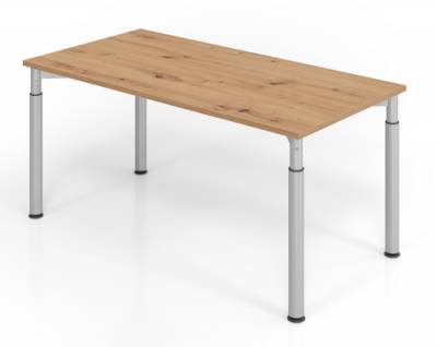 Schreibtisch Yach 160x80x68-82 cm Asteiche Silber