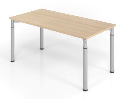 Schreibtisch Yach 160x80x68-82 cm Eiche Silber