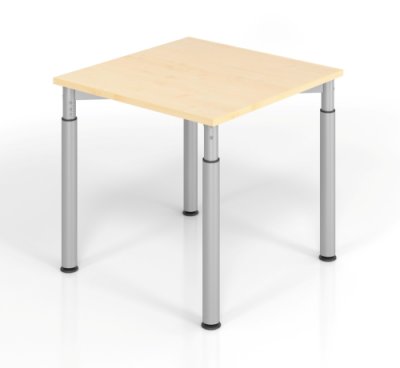 Schreibtisch Yach 80x80x68-82 cm Ahorn Silber