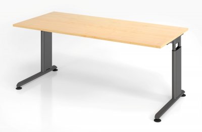 Schreibtisch Zell 180x80 cm Ahorn Grafit mit Seitenblenden
