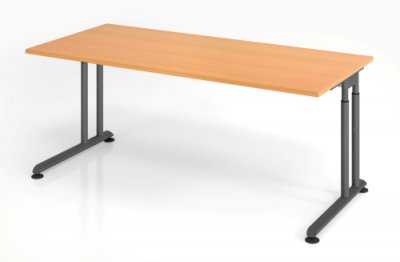 Schreibtisch Zell 180x80 cm Buche Grafit ohne Seitenblenden