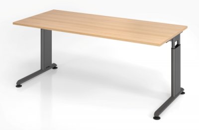 Schreibtisch Zell 180x80 cm Eiche Grafit mit Seitenblenden