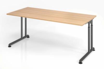 Schreibtisch Zell 180x80 cm Eiche Grafit ohne Seitenblenden