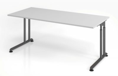 Schreibtisch Zell 180x80 cm Lichtgrau Grafit ohne Seitenblenden