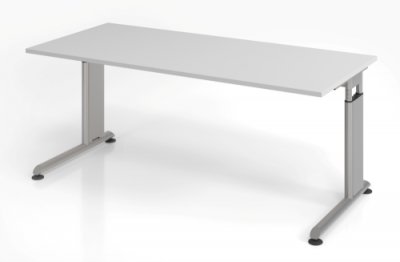 Schreibtisch Zell 180x80 cm Lichtgrau mit Seitenblenden