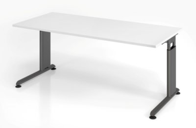Schreibtisch Zell 180x80 cm Weiss Grafit mit Seitenblenden