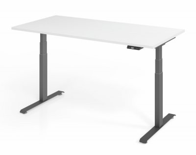 elektrisch höhenverstellbarer Schreibtisch 160x80 cm Baselite Weiß Grafit