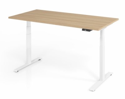 elektrisch höhenverstellbarer Schreibtisch 160x80 cm Baselite Eiche Weiß