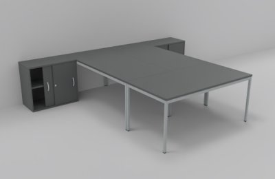Teamarbeitsplatz für 3 Personen Onyxgrau