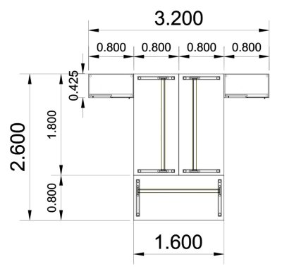 Teamarbeitsplatz G3S für 3 Personen Stellfläche