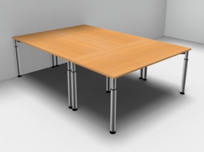 Teamschreibtisch Y1 für 3 Personen Buche - Gestell silber