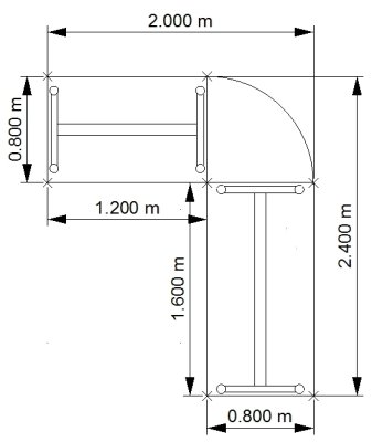 Schreibtisch-Kombination A972 Stellfläche
