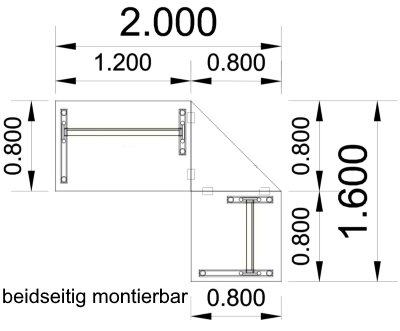 Schreibtischkombination GR1 200x160cm Zeichnung