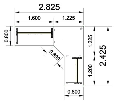 Schreibtischkombination GT5 Stellfläche