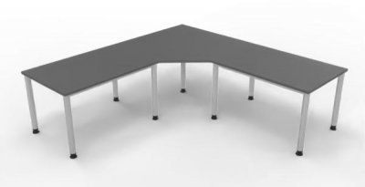 Schreibtischkombination H7 240x240cm Grafit Silber