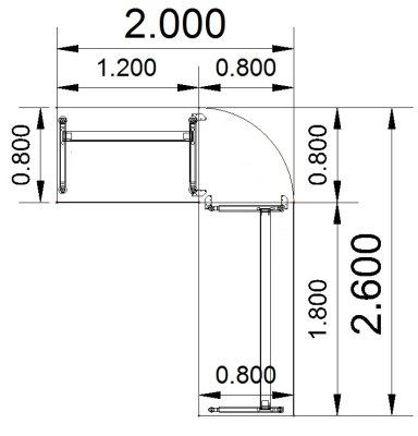 Schreibtischkombination SB2 260x200 cm Stellfläche