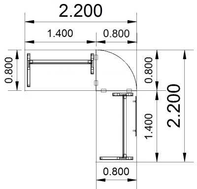 Schreibtischkombination TEN2 Stellfläche