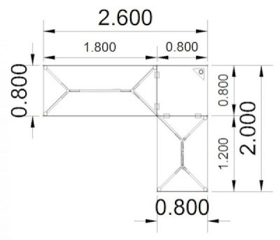 Schreibtischkombination VD4 260x200cm Stellfläche