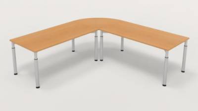 Winkelschreibtisch YE4 240x240 cm  Buche Gestell Silber