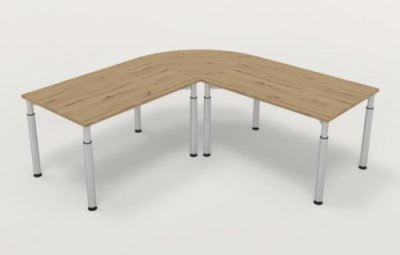 Winkelschreibtisch 200x200cm Schreibtischkombination Y2 Asteiche Gestell Silber