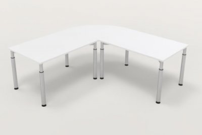 Winkelschreibtisch 200x200cm Schreibtischkombination Y2 Weiss Gestell Silber