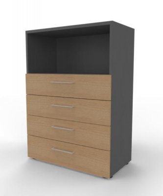 Schubladenregal VH9 3 Ordnerhöhen 80 cm breit Grafit-Eiche