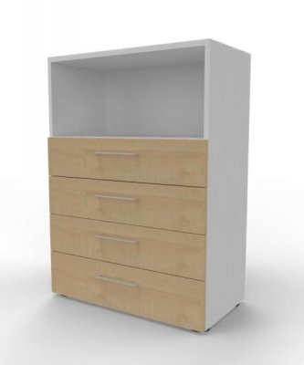 Schubladenregal VH9 3 Ordnerhöhen 80 cm breit Weiß-Ahorn