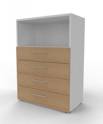 Schubladenregal VH9 3 Ordnerhöhen 80 cm breit Weiß-Eiche